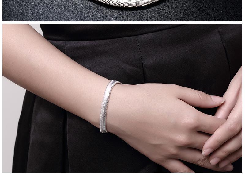 Hot sale fashion 925 Stamp Silver color Bracelet for woman classic 6MM Flat snake bone chain Wedding party Gifts Street jewelry