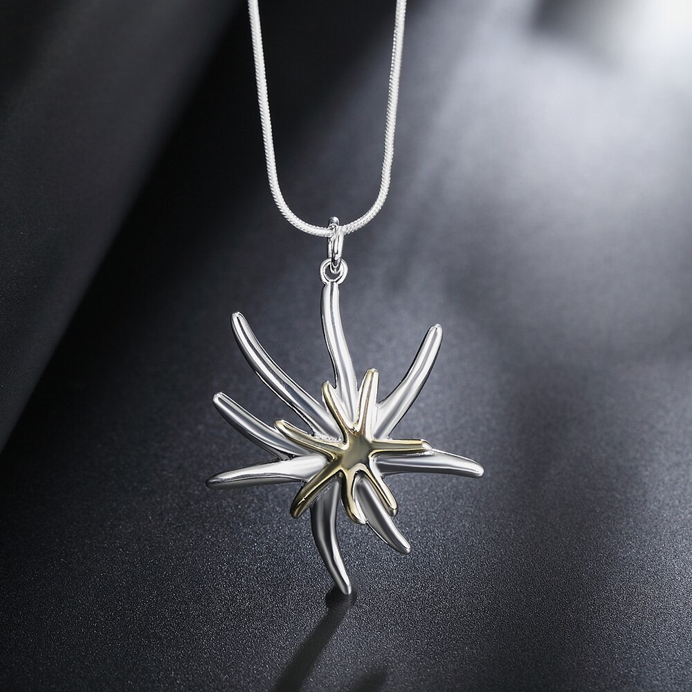 Factory direct 925 Stamp Silver color Necklace For Women Starfish flower Pendant Christmas gifts Fashion party wedding Jewelry