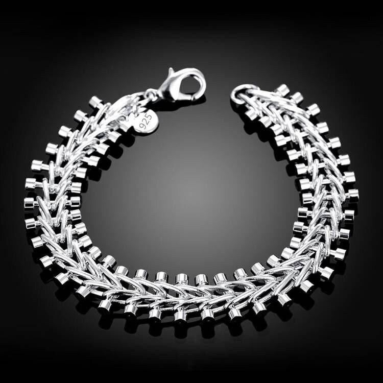 New fine Creative geometric bracelet Women men's 925 Stamp Silver color Jewelry Fashion Wedding Party Popular brands Gift