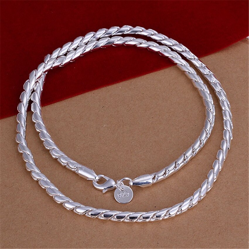 Factory Direct 925 Stamp Silver color Necklace for woman men's 20 inch personality 4MM Twisted rope chain Christmas gift Jewelry