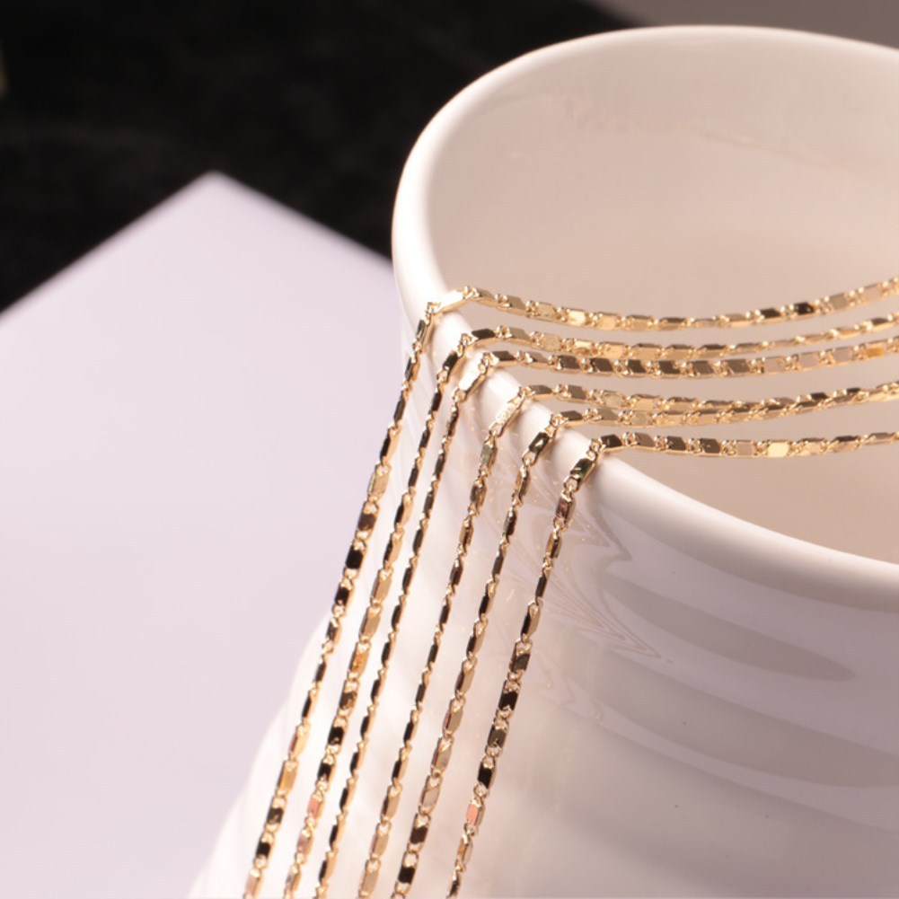 Factory direct New 18K gold Necklaces 16/18/20/22/24 Inches Beautifully 2MM flat Clavicle chains for Men Women Jewelrys Gifts