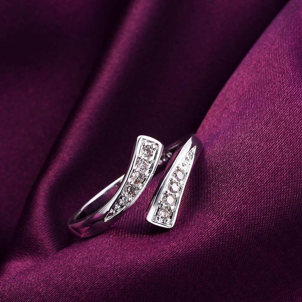 New 925 Stamp Silver color Rings For women crystal adjustable size Fashion party Gift engagement wedding luxury Jewelry