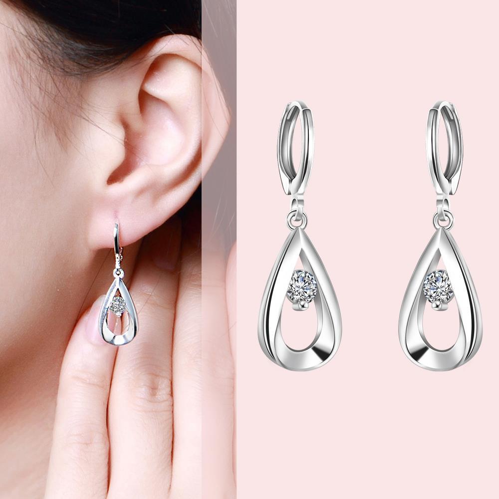 New 925 Stamp Silver color Earrings for Women Jewelry Water Droplets Zircon diamond earrings stud wedding party Christmas Gifts