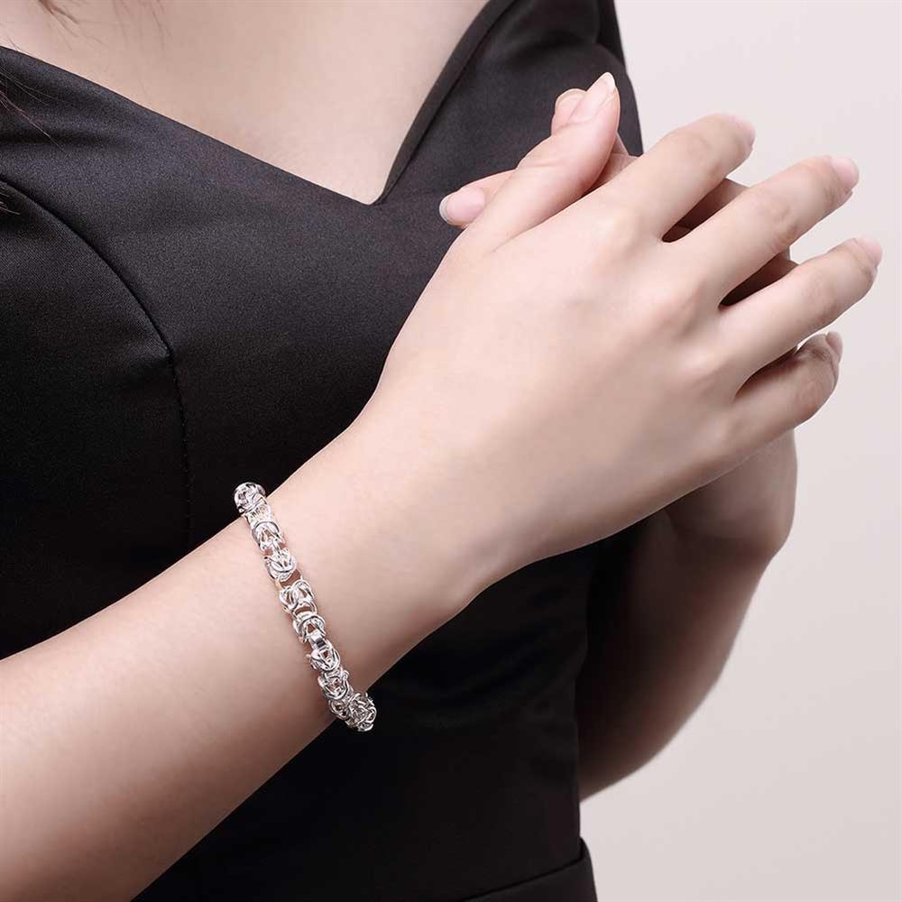 Lady charm 925 Stamp Silver color Bracelet for woman man classic circle chain Wedding party Christmas Gifts fashion Jewelry