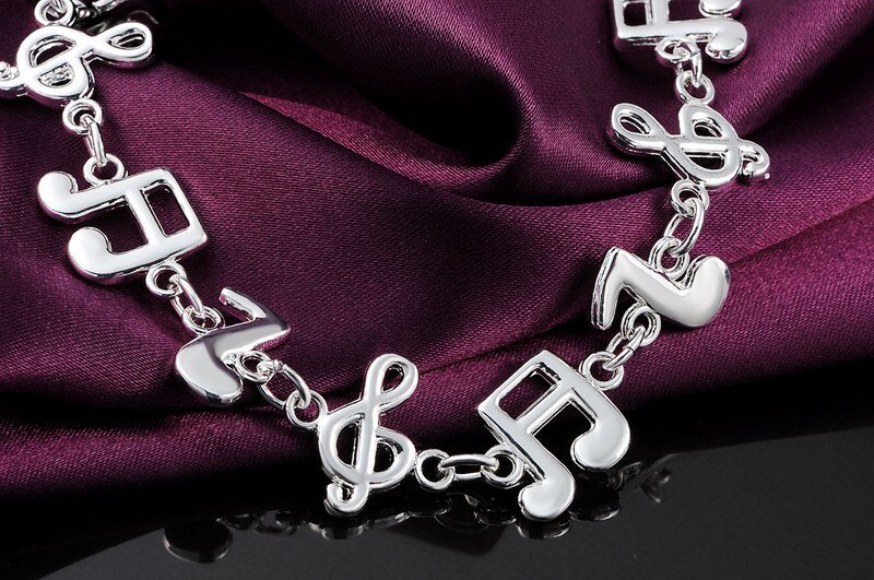 Factory direct fashion 925 Stamp Silver color Bracelet for woman Music notation chain fine Luxury jewelry Wedding party gifts