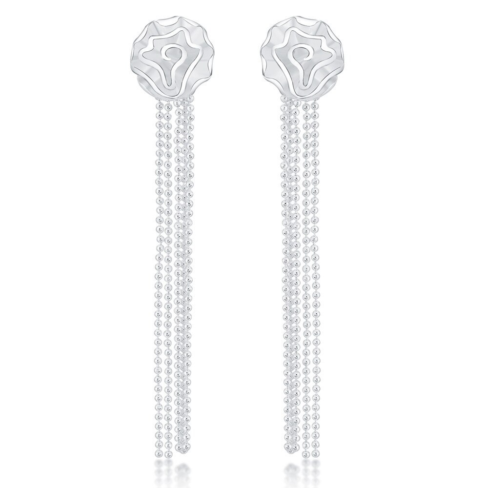 Fine 925 Stamp Silver color tassel Rose flower Earrings stud for Women Birthday Gifts Charm Fashion Wedding party lady Jewelry