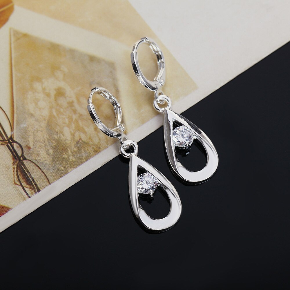 New 925 Stamp Silver color Earrings for Women Jewelry Water Droplets Zircon diamond earrings stud wedding party Christmas Gifts