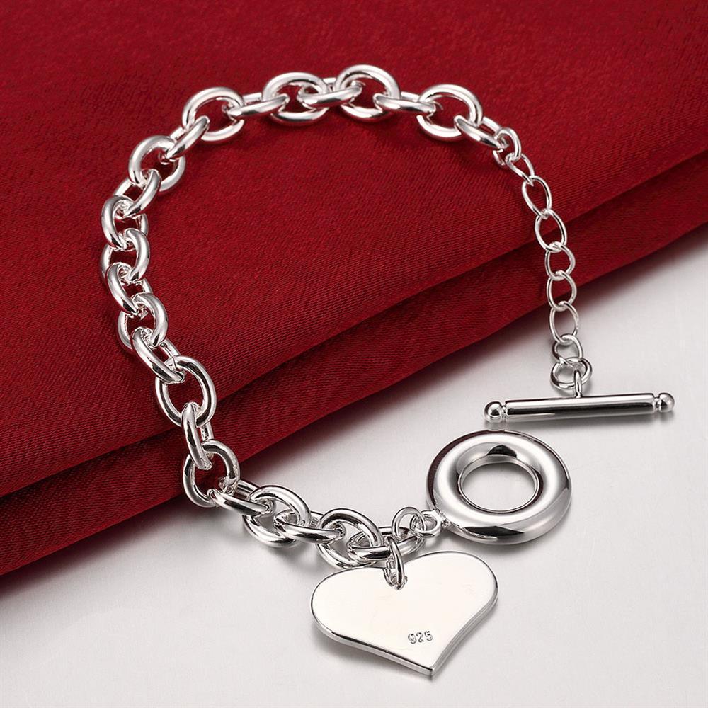 Factory direct fashion 925 Stamp Silver color Bracelet for woman Beautiful Heart pendant chain fine jewelry Wedding party gift