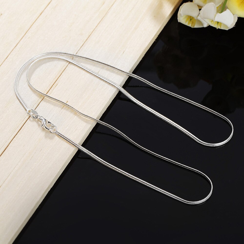 Special offer new 925 Stamp Silver color 16/18/20/22/24/26/28/30 Inches 2MM Flat snake bone chain Necklace Women Men Jewelry
