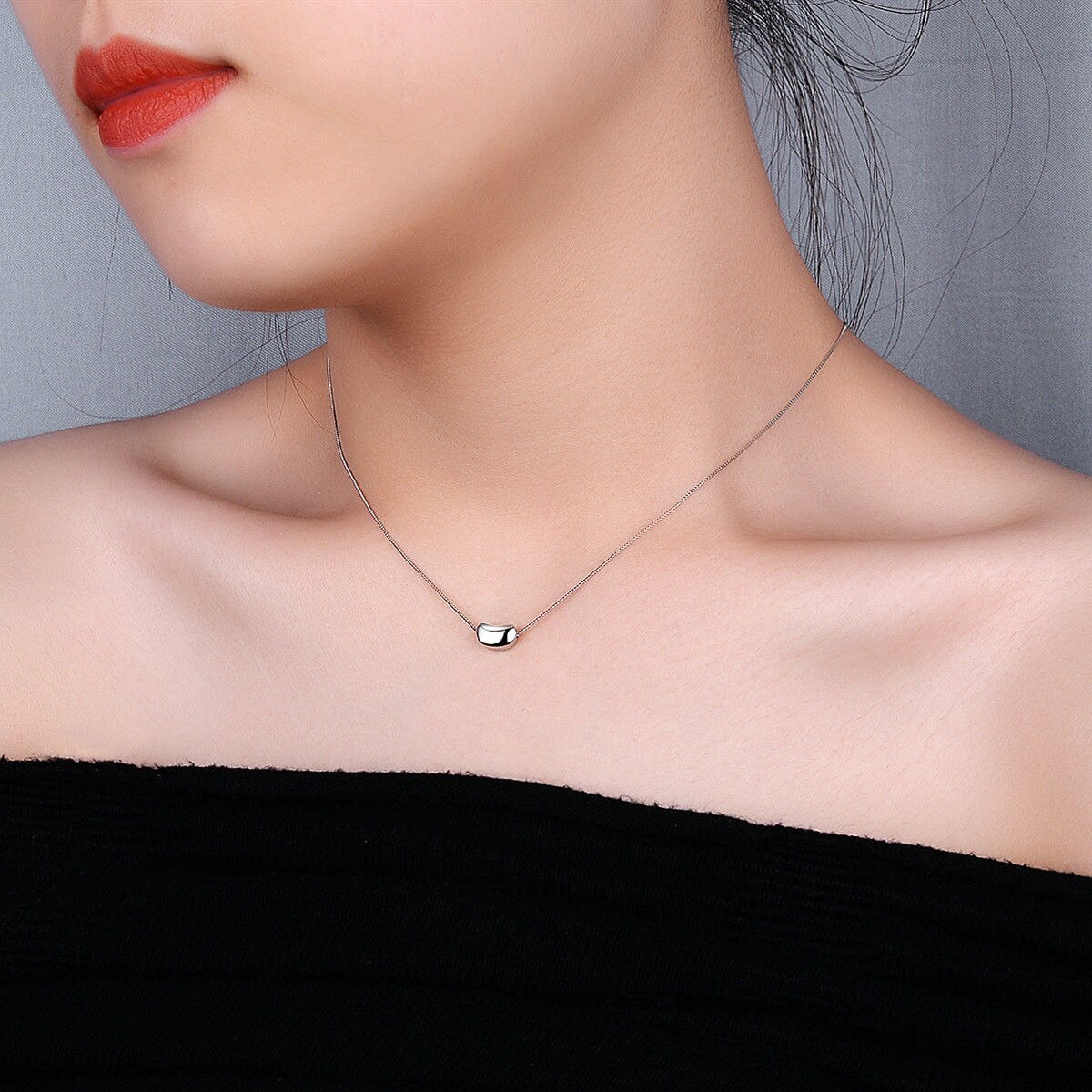 Hot 925 Stamp Silver color Elegant Acacia beans pendant Necklace Women 18 inches Fashion party girl Jewelry Valentine's Day Gift