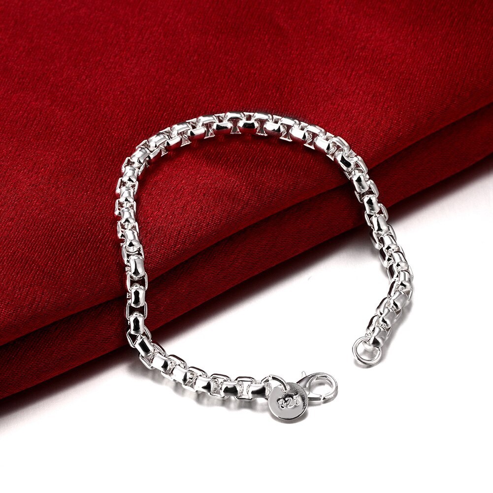 Charm 5MM box chain New fashion 925 Stamp Silver plated Bracelets necklace Jewelry sets for women men Fashion Party Gifts wedding