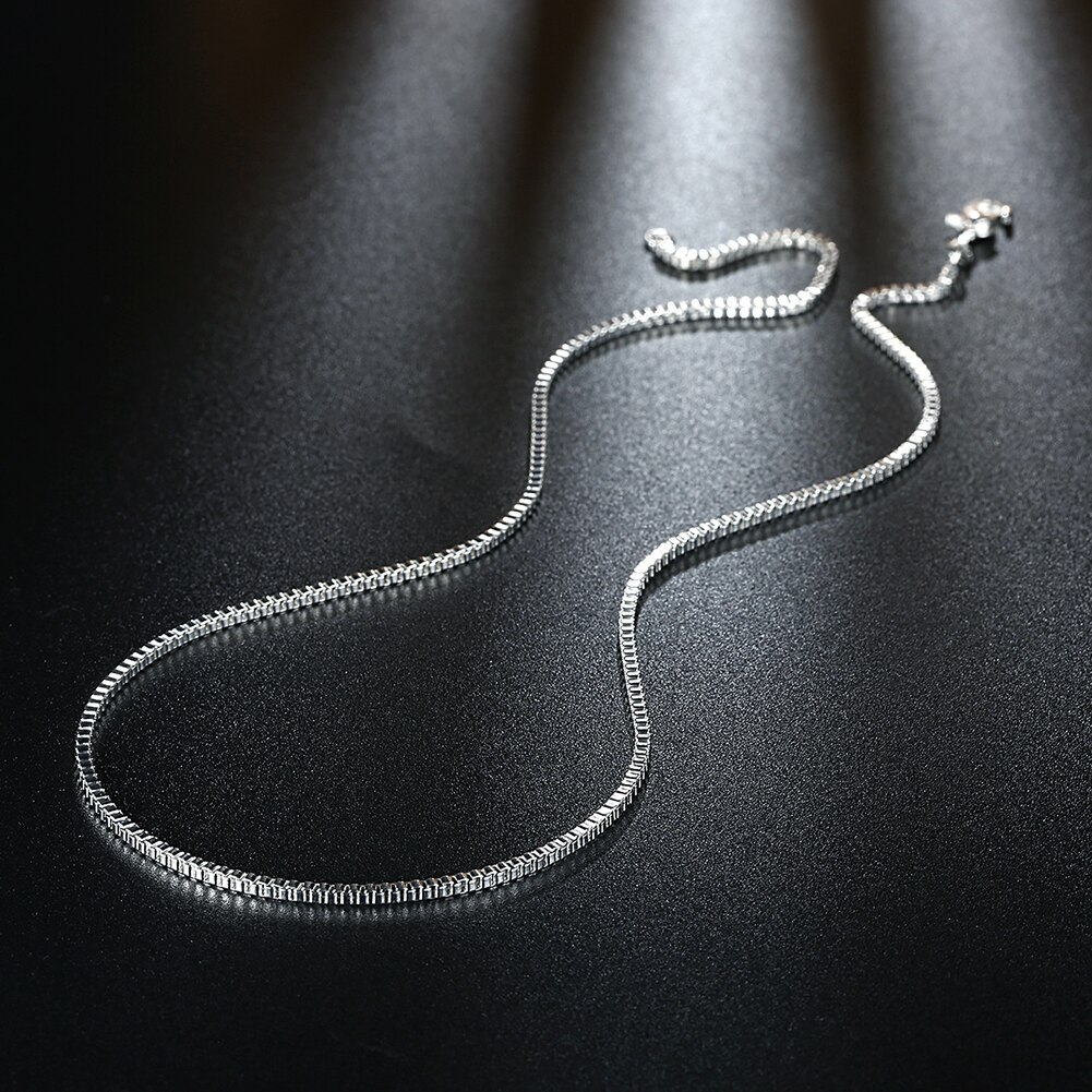 Charm 925 Stamp Silver color Necklace 16/18/20/22/24 inches fine 1.5MM Box chain For Women fine Fashion Jewelry Christmas Gift