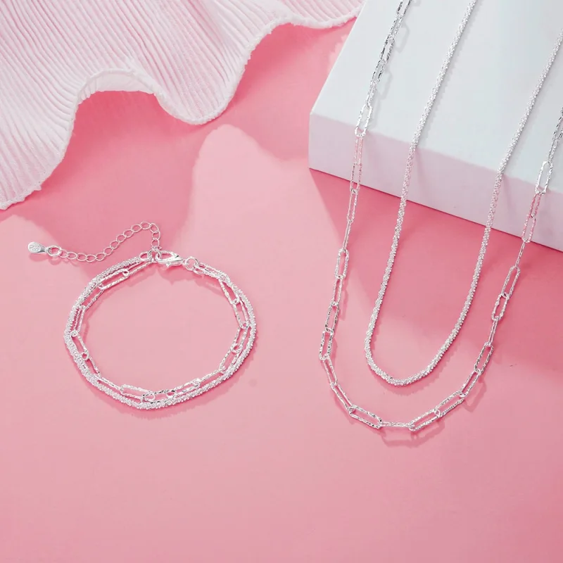 Hot 925 Stamp silver elegant bracelets necklaces for women fashion designer party wedding engagement Jewelry sets birthday gifts