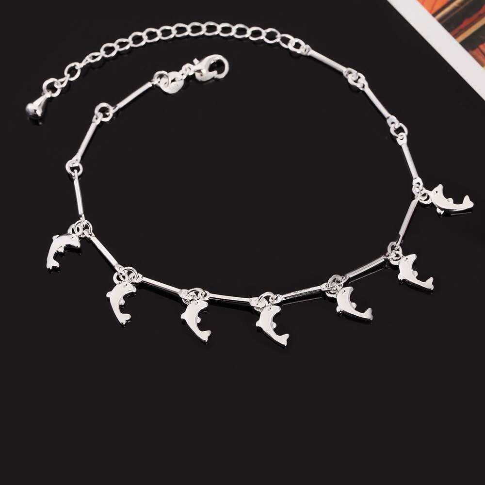 Charm 925 Stamp Silver color Bracelets for Women elegant romantic dolphin Chain Fashion Wedding Party Christmas Gifts Jewelry