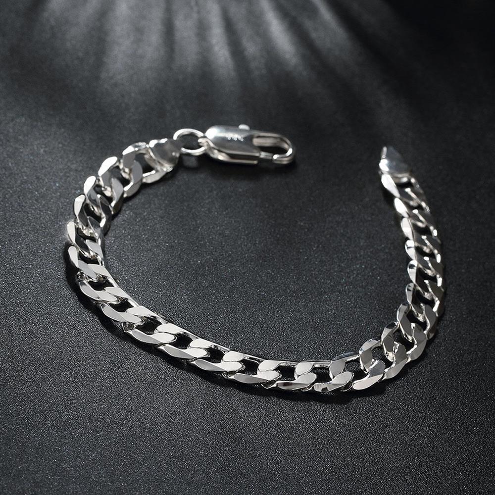Factory direct fashion 925 Stamp Silver color Bracelet for man woman 8MM geometric side chain Luxury jewelry Wedding party gifts