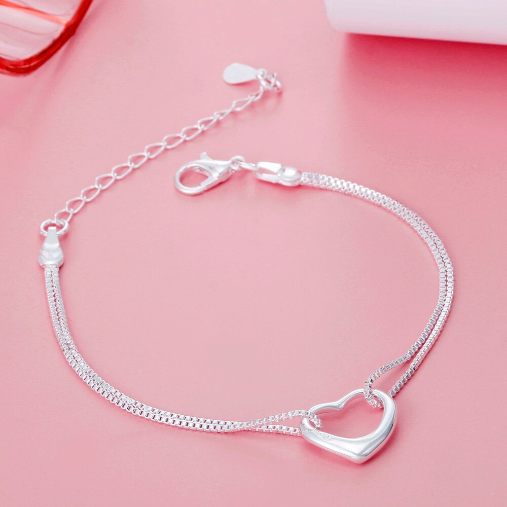 Hot charm 925 Stamp silver romantic heart bracelets for women fashion designer party wedding Accessories Jewelry Christmas gifts