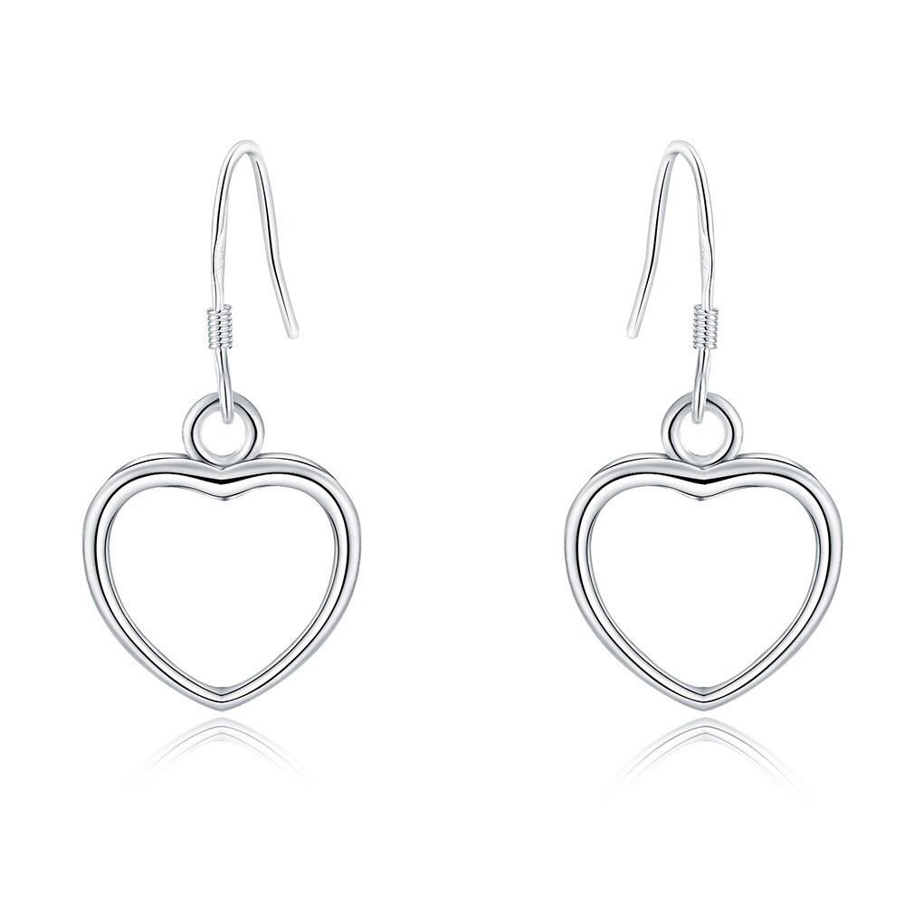 Exquisite 925 Stamp Silver color  Hollow Heart Earring for Women Fashion Girl student Birthday Gift Charm Jewelry