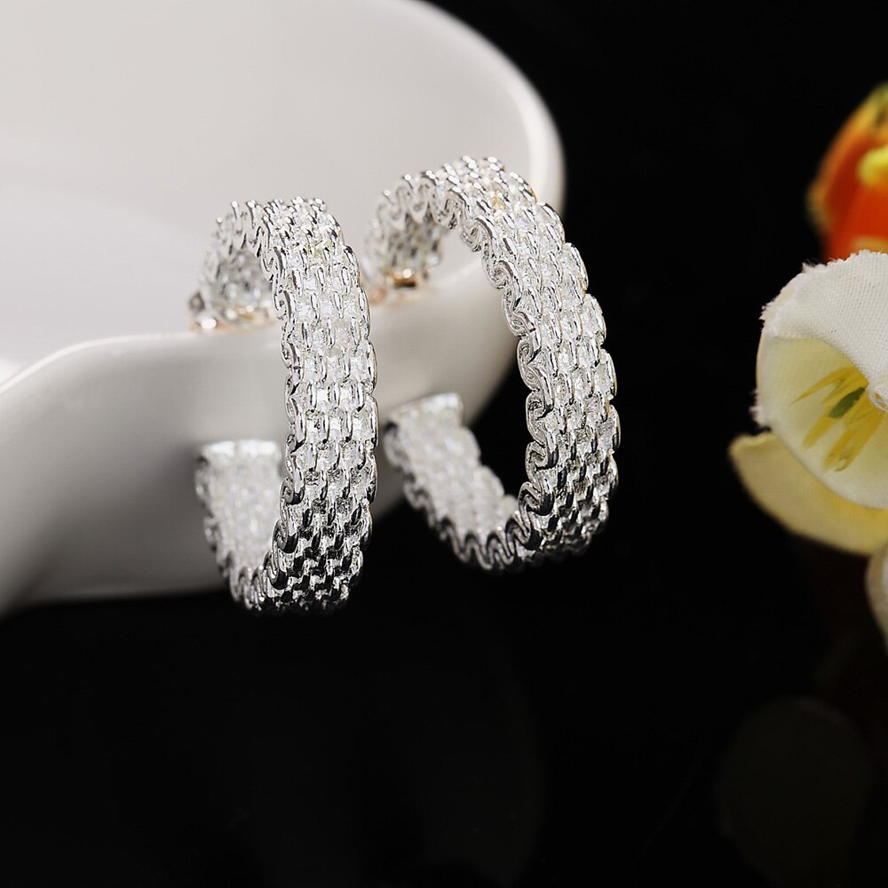 Hot charm 925 Stamp Silver color Earrings for Women Retro style Creativity Ear studs Christmas Gifts Street all-match Jewelry