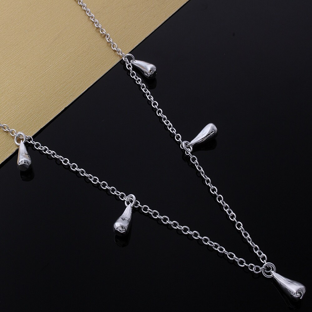 Charm 925 Stamp Silver color Necklaces for Women Jewelry 18 Inches Fashion fine five Water droplets pendants party Gifts