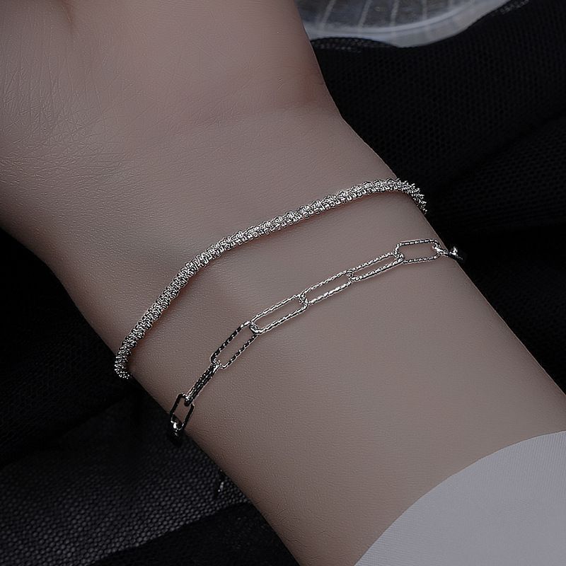 Fine 925 Stamp silver elegant double chain bracelets for women fashion original party wedding Accessories Jewelry holiday gifts