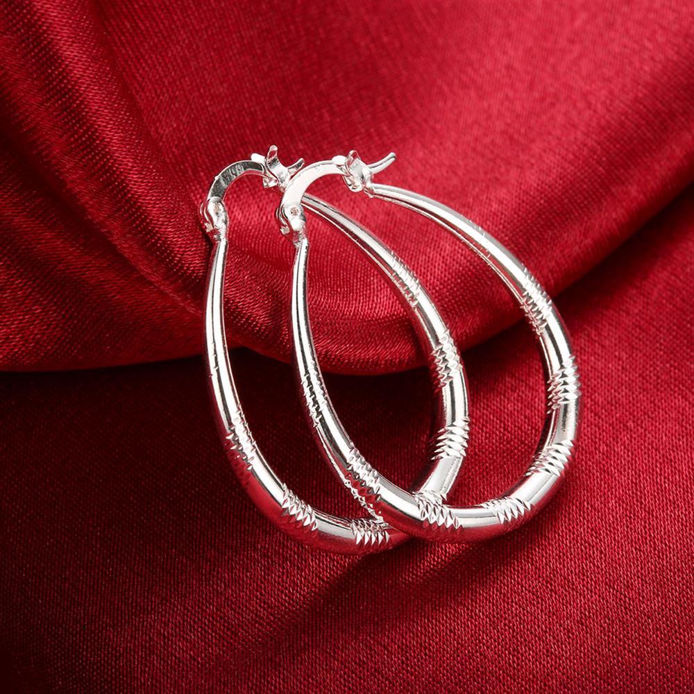 Factory direct High Quality 925 Stamp Silver color Earrings for Women Jewelry 3CM Circle hoop Earrings lady party Christmas Gift