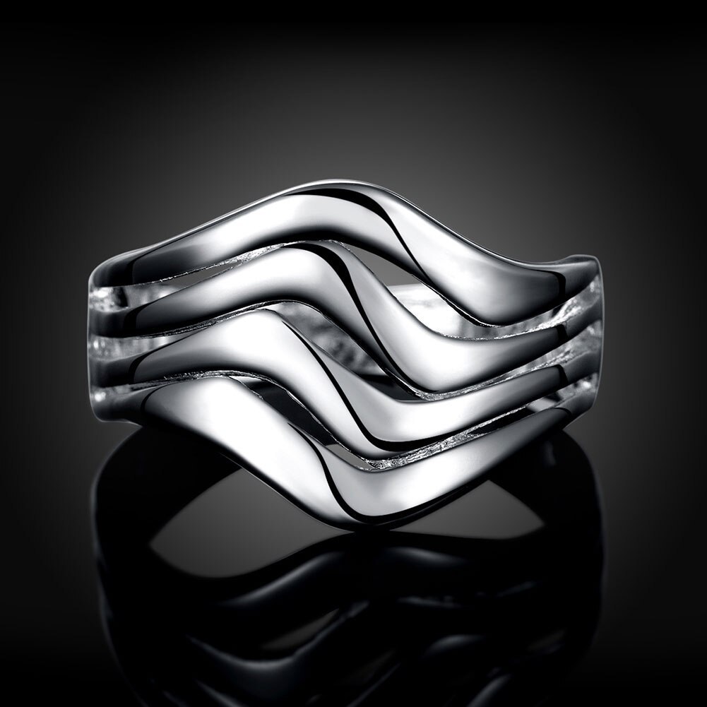 Special offer charm 925 Solid silver Rings For Women Jewelry Water ripple adjustable Fashion Wedding Party Girl student gifts