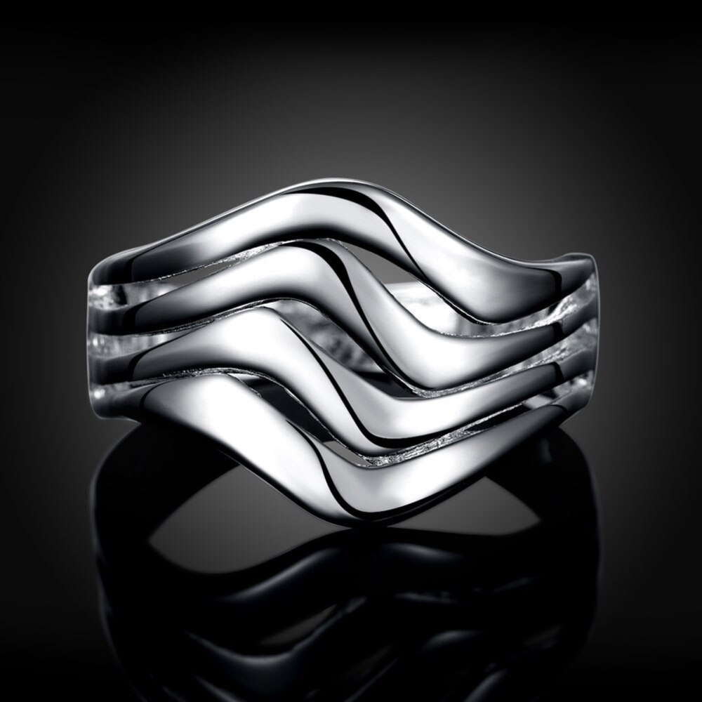 Special offer charm 925 Solid silver Rings For Women Jewelry Water ripple adjustable Fashion Wedding Party Girl student gifts