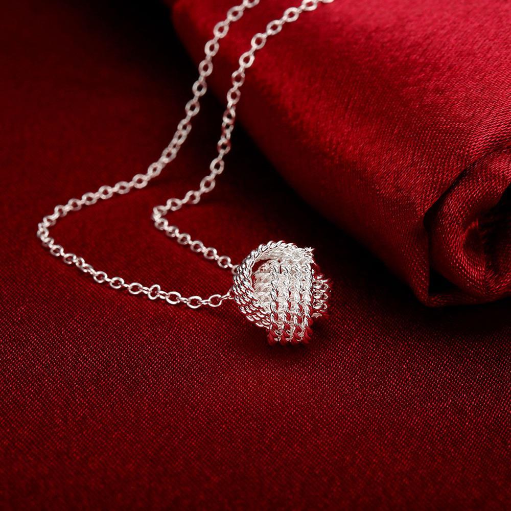 Hot 925 Stamp Silver color Weave Ball Pendant Fashion Jewelry 18 inches Charm Necklace For women party wedding Birthday Gifts
