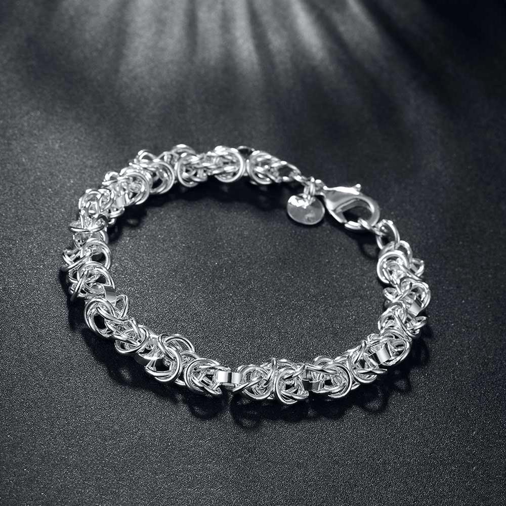 Lady charm 925 Stamp Silver color Bracelet for woman man classic circle chain Wedding party Christmas Gifts fashion Jewelry