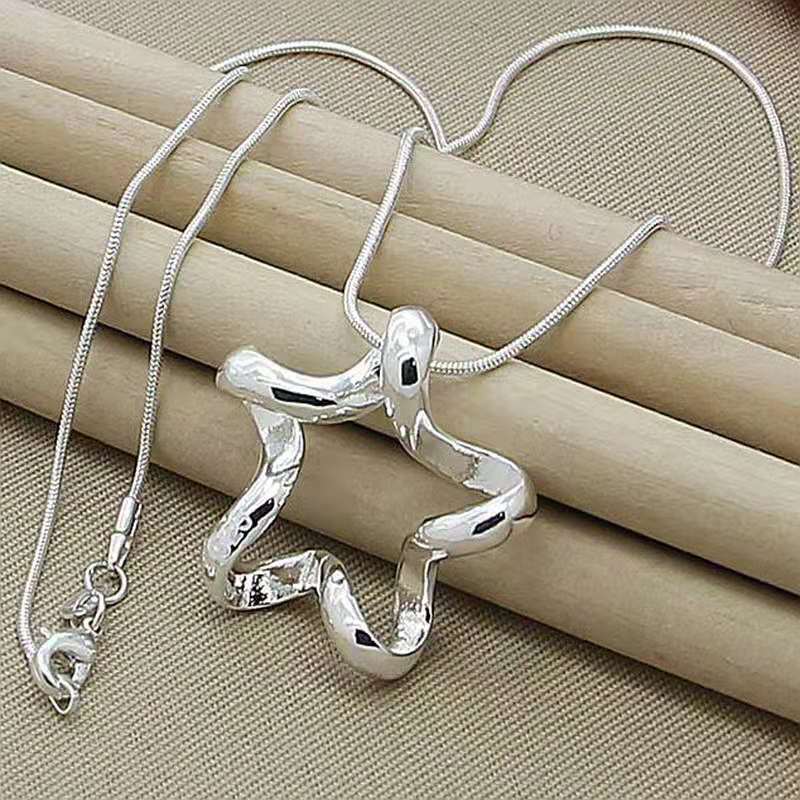Factory direct fashion 925 Stamp Silver color Necklace For Women Jewelry Classic Creative stars Pendant gifts Wedding
