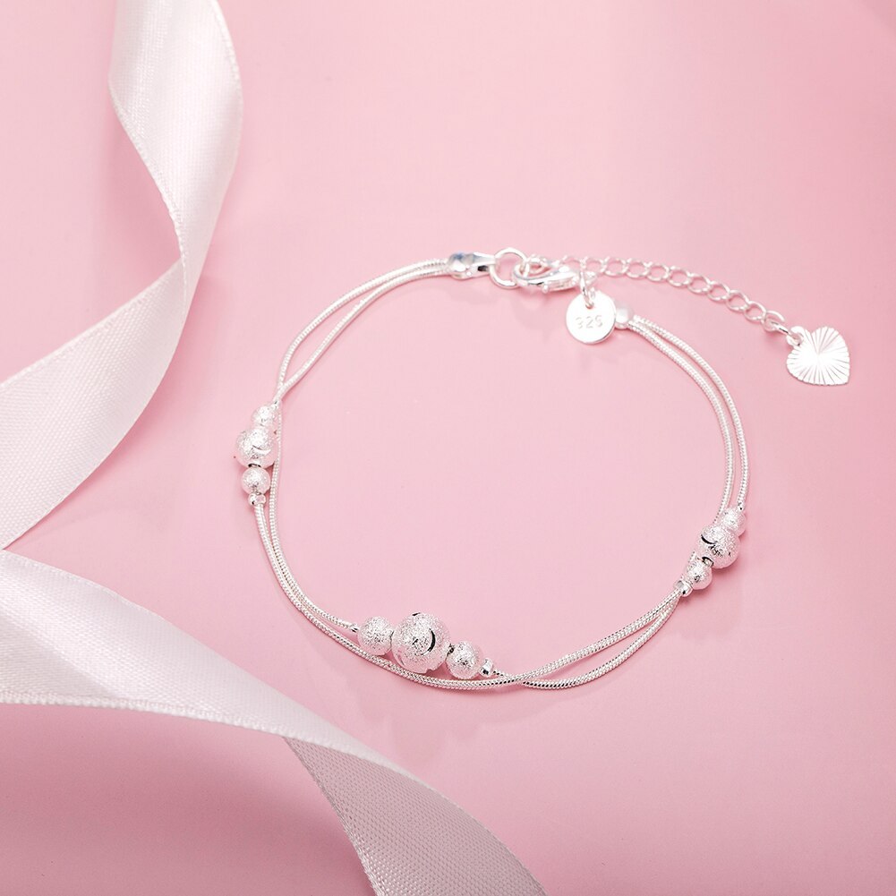 925 Stamp Silver color Geometry beads Chain Bracelet for Women Men Fashion Wedding Fine Jewelry Christmas Gift