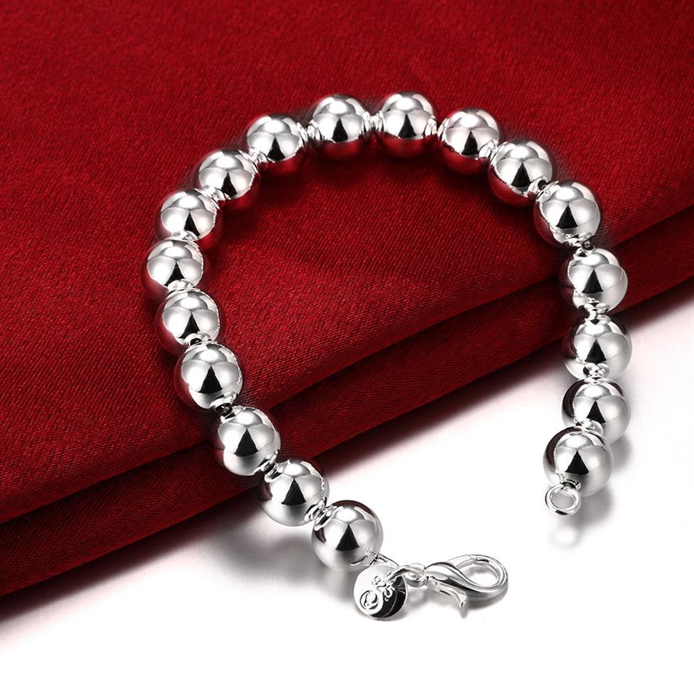 Hot sale fashion 925 Stamp Silver color Bracelet for man woman classic 10MM Bead chain Wedding party Christmas Gifts new Jewelry