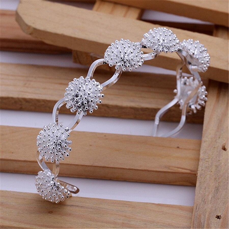 925 Stamp Silver color Fireworks Pendant necklace earring bangles bracelet rings Jewelry set for women Hot charm Fashion Party