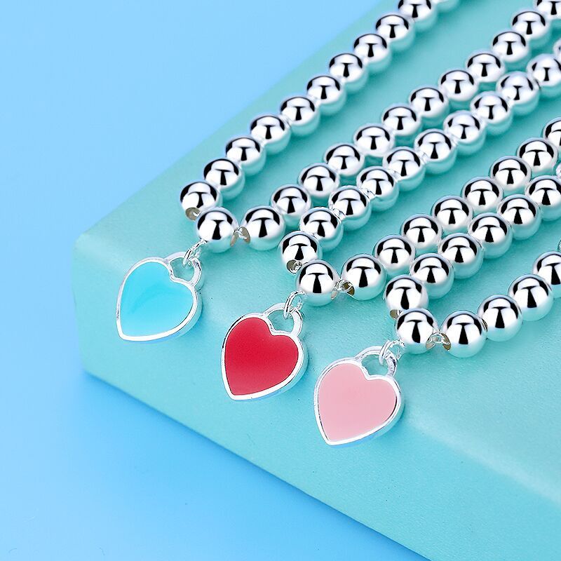 Hot sale 925 Stamp Silver color Charm beads Heart pendant Bracelet for Women Fashion party wedding accessories Jewelry gifts