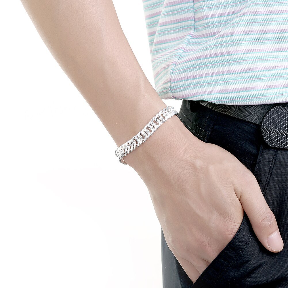 Hot charm 925 Stamp Silver color Bracelet for woman man 10MM classic Whip chain Wedding party Christmas Gifts fashion Jewelry