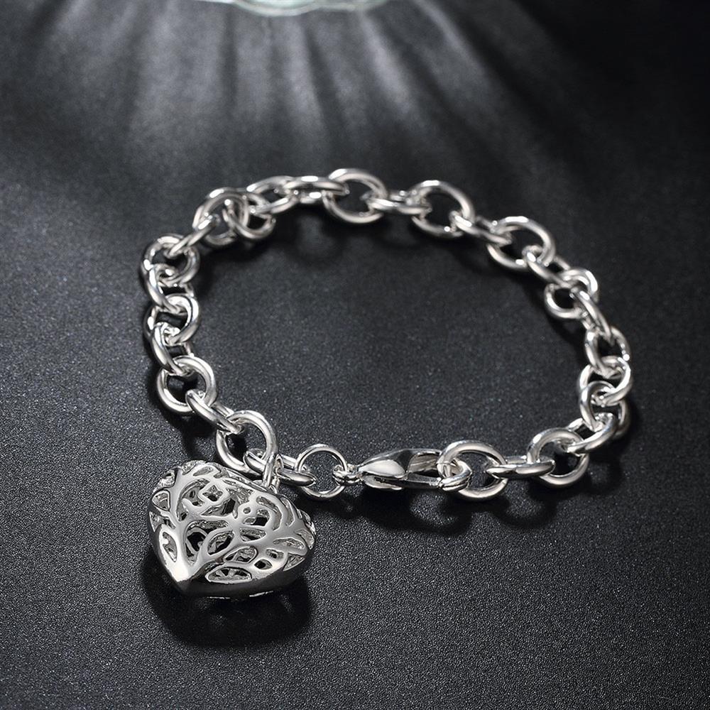 Factory direct fashion 925 Stamp Silver color Bracelet for woman Beautiful hollow heart chain fine jewelry Wedding party gifts