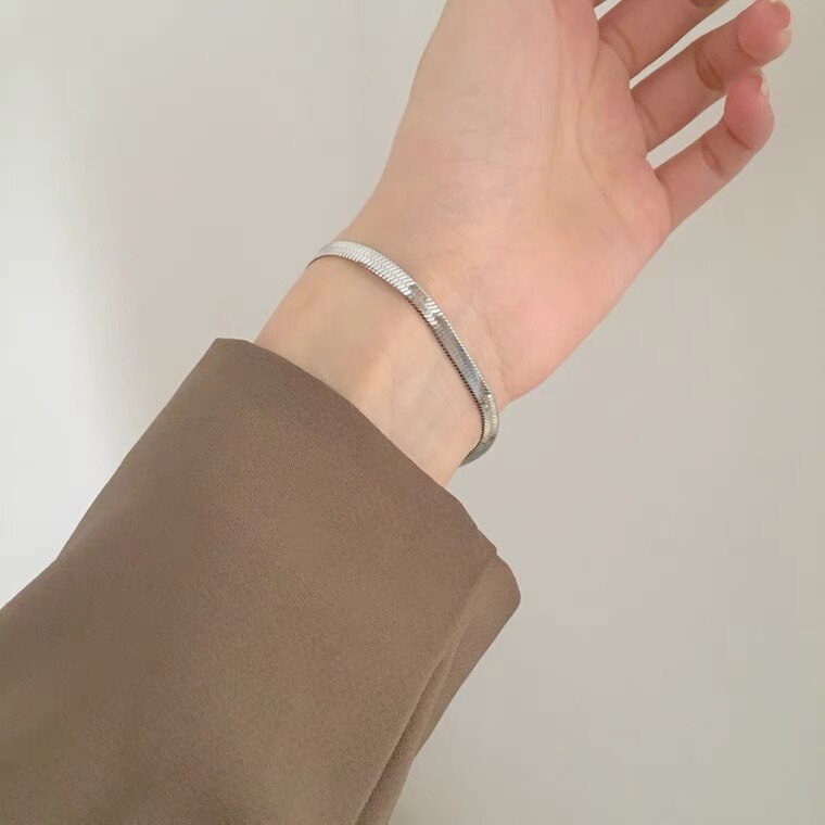 Hot charms 925 Stamp Silver color 4MM blade chain bracelets neckalce for women fashion Party wedding accessories jewelry sets