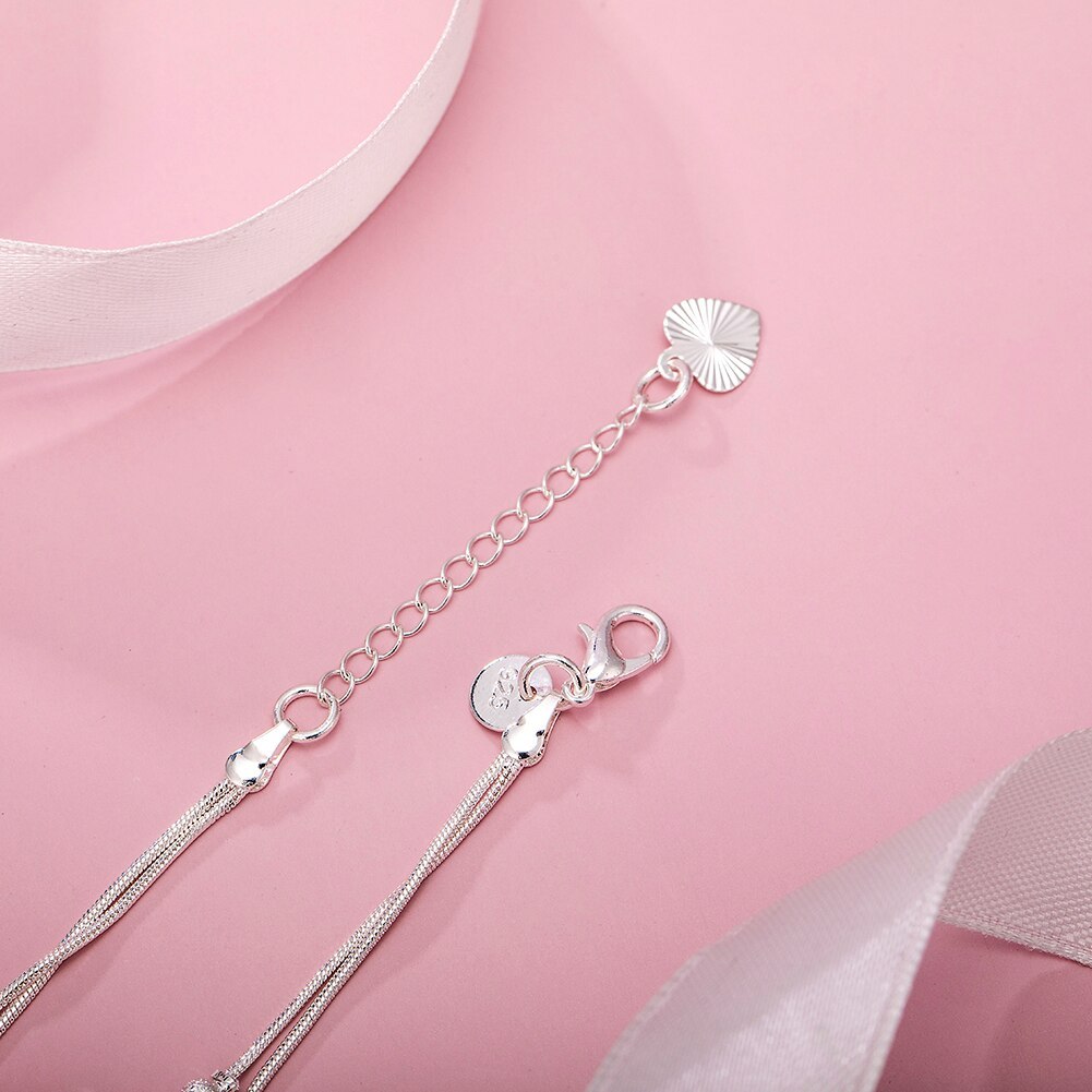 925 Stamp Silver color Geometry beads Chain Bracelet for Women Men Fashion Wedding Fine Jewelry Christmas Gift