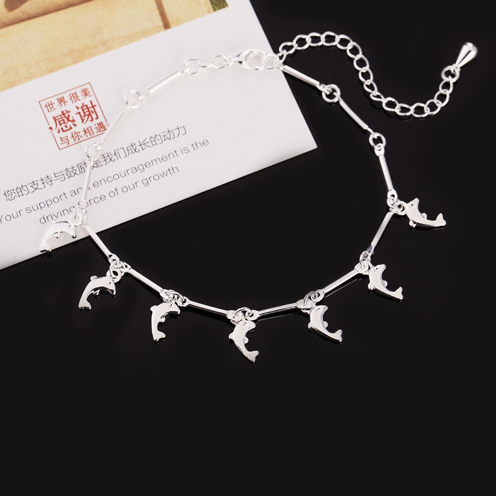 Charm 925 Stamp Silver color Bracelets for Women elegant romantic dolphin Chain Fashion Wedding Party Christmas Gifts Jewelry
