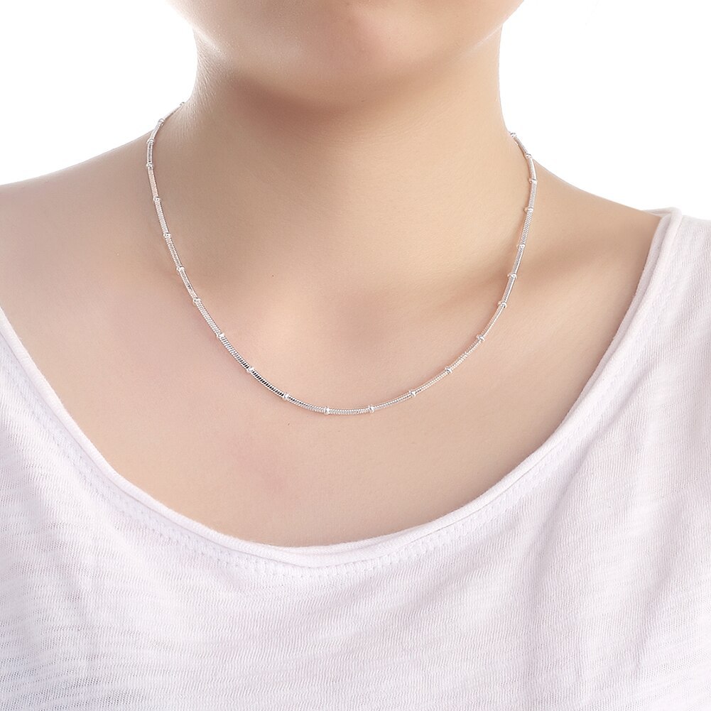 925 Stamp Silver color Fine classic beads Snake bone chain bracelets neckalce Jewelry sets for women man Fashion Party wedding