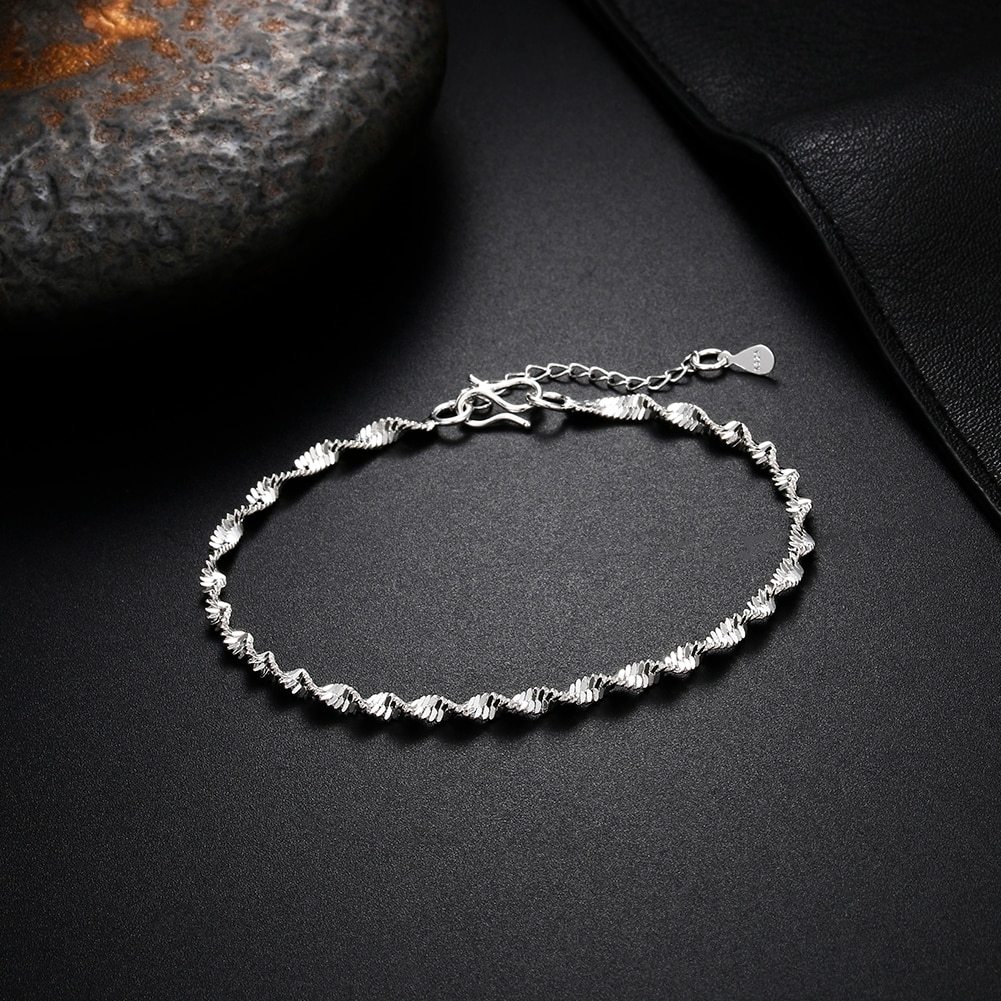 Special offer new 925 Stamp Silver color Geometry Twisted Chain Bracelet for Women Men Fashion Wedding Fine Jewelry Gift