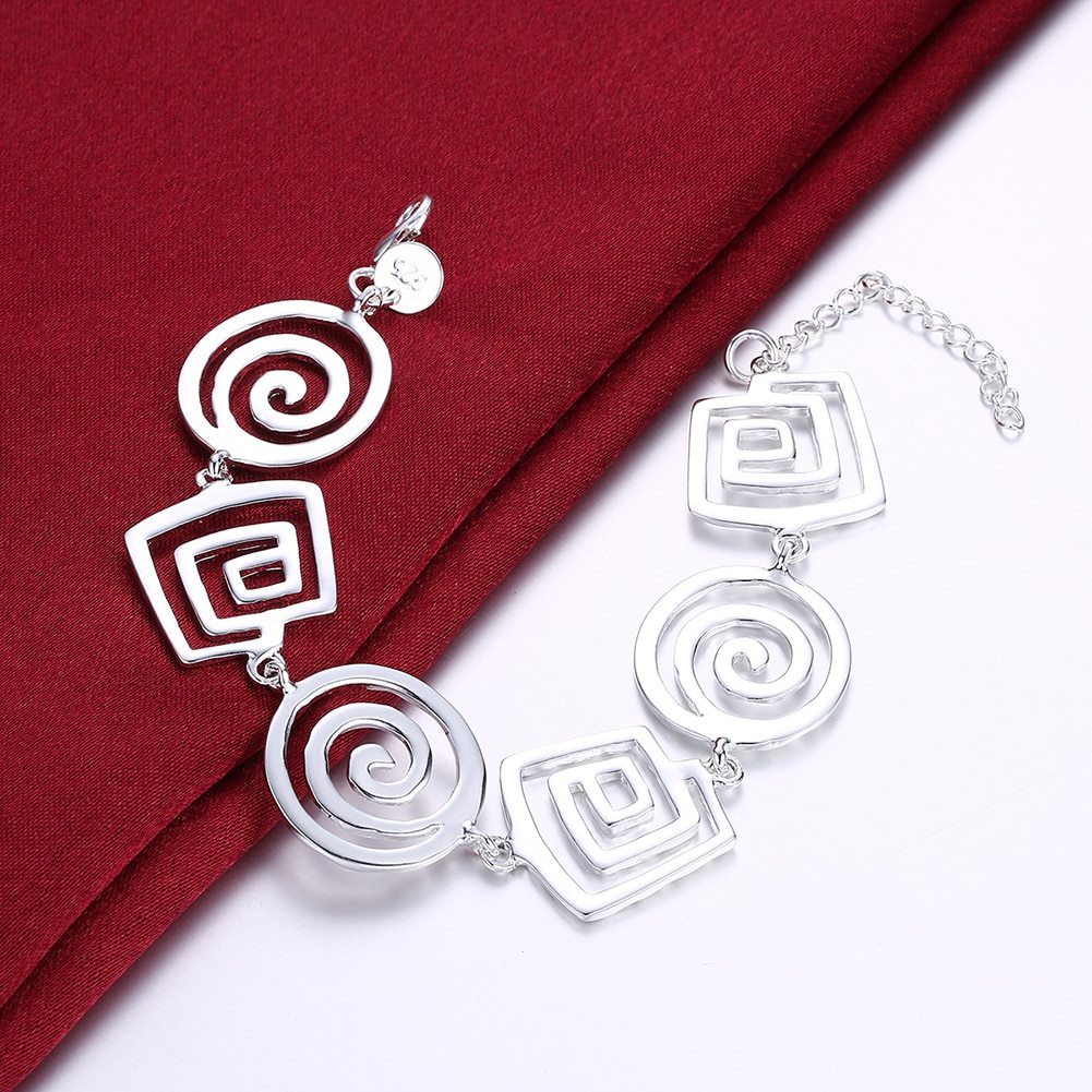 Factory direct fashion 925 Stamp Silver color Bracelet for woman Retro round pattern chain trend jewelry Wedding party lady gift