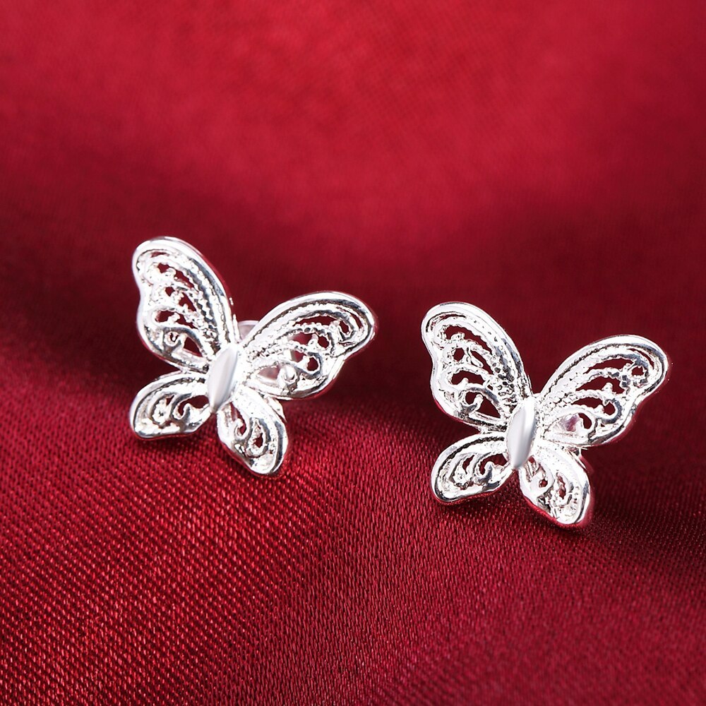 Special offer 925 Silver color Earrings for Women party Jewelry elegant butterfly Ear studs Earrings Christmas Gifts