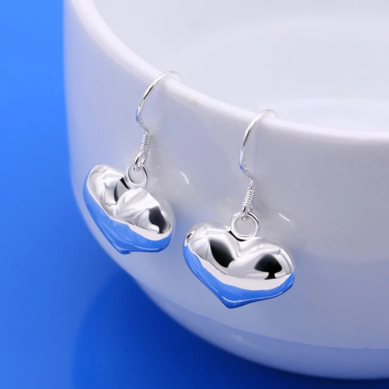 New charm 925 Stamp Silver color Romantic heart pendant necklaces earrings for women fashion wedding engagement Jewelry Sets