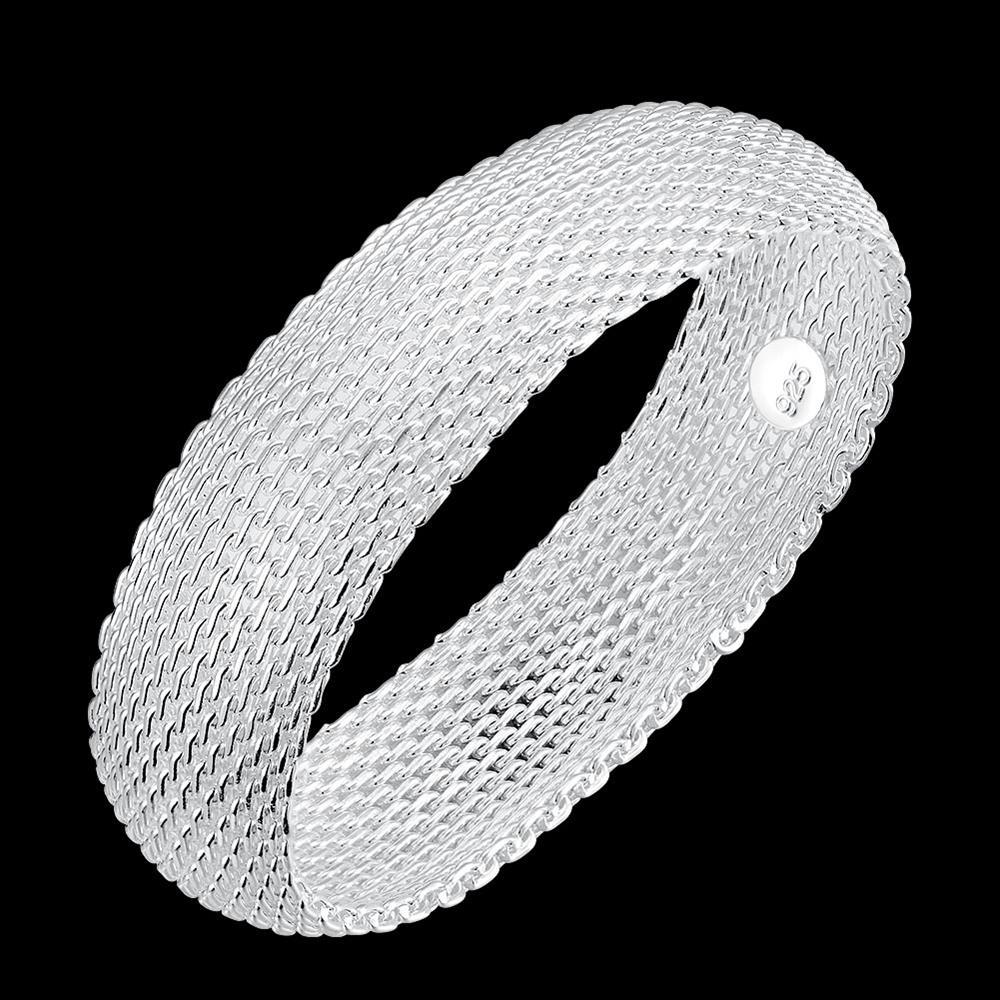 Hot luxury 925 Stamp Silver color Bracelets for Women fine Round net bangle Christmas Gifts Fashion Wedding Party Jewelry