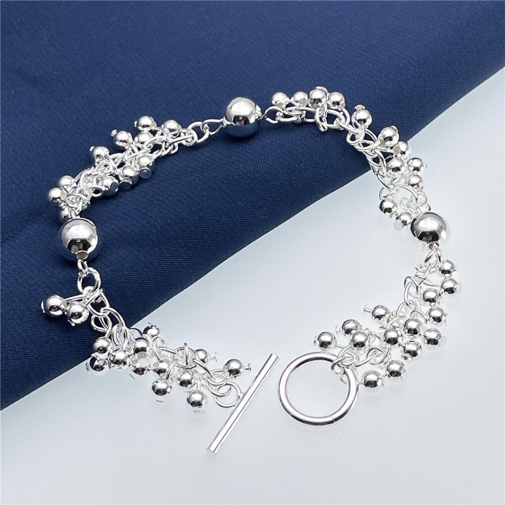New high quality 925 Stamp Silver color Luxury Beads Bracelets for women fashion party Wedding engagement Original Jewelry gifts