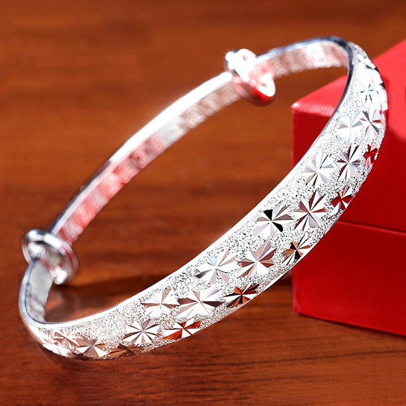925 Stamp Silver color Original romantic Gypsophila star Bangles for women bracelets fashion party wedding accessories jewelry