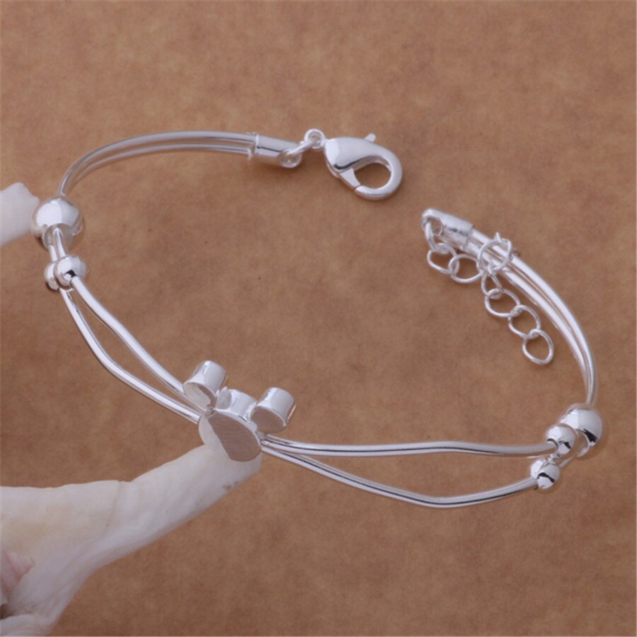 Hot new 925 Stamped Silver color Bracelets for Women fine Small Mickey bangle adjustable Jewelry Fashion wedding Party Gift