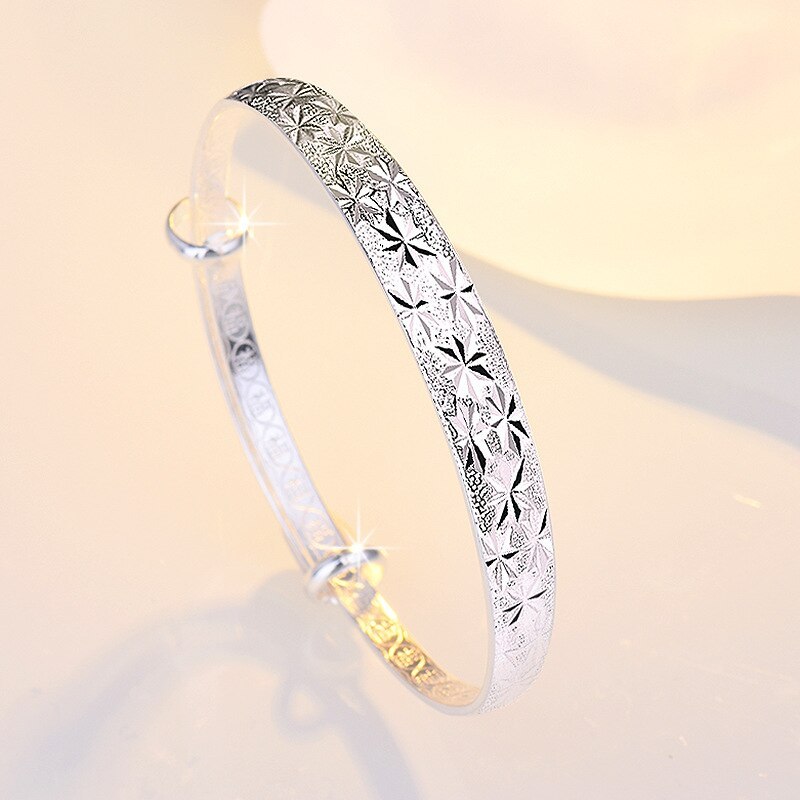925 Stamp Silver color Original romantic Gypsophila star Bangles for women bracelets fashion party wedding accessories jewelry