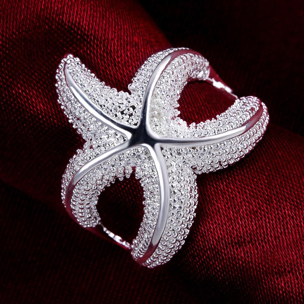 Special offer New 925 Stamp Silver color Rings For Women fine Big starfish Fashion Party Gifts lady luxury Charm wedding Jewelry